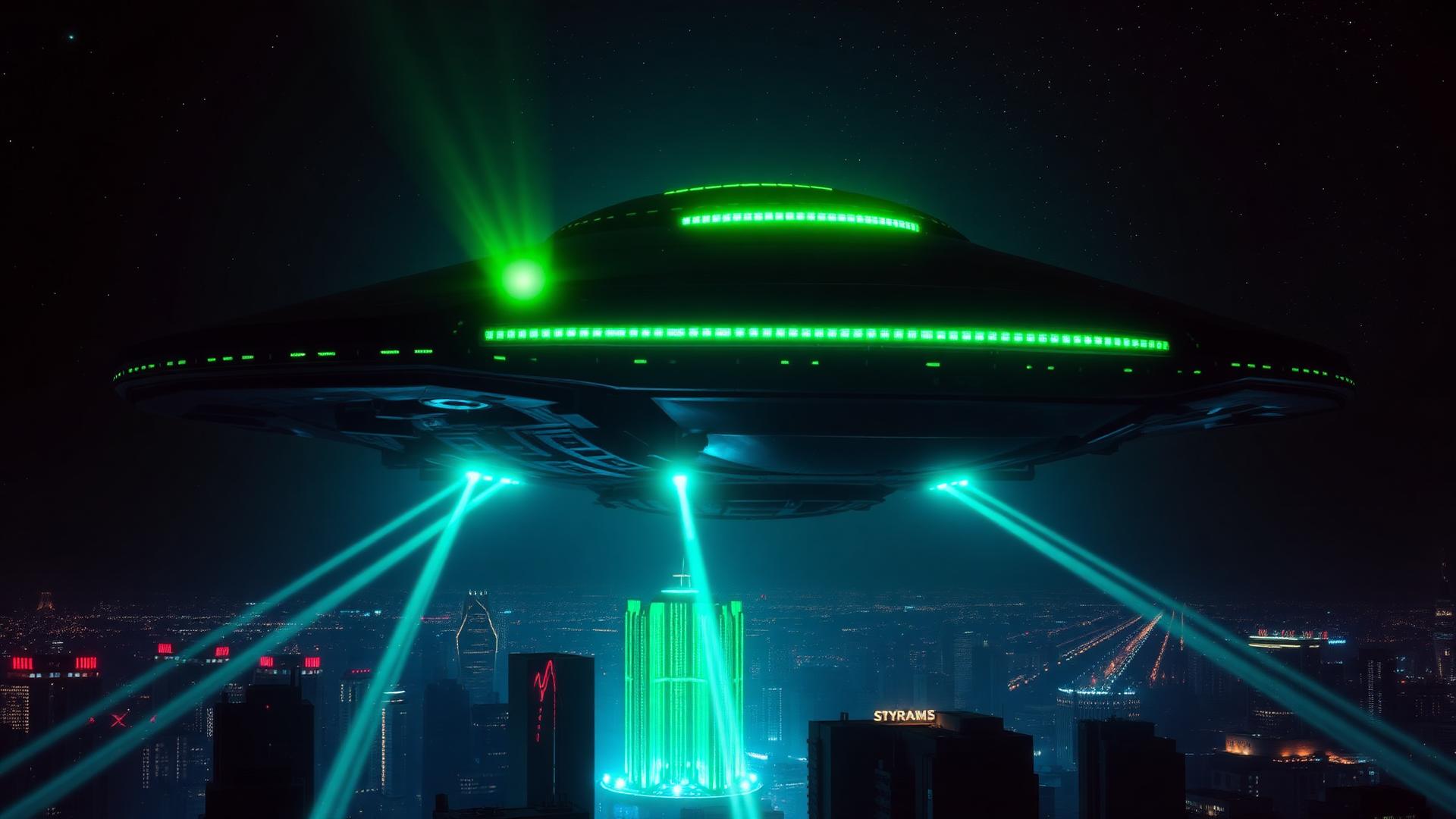 Nave alien sobre cidade